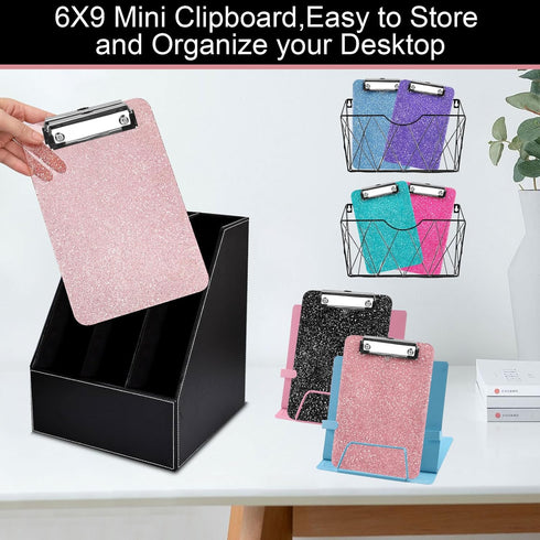 2 PCS A5 Size Clipboards,Glitter Clipboard with Low Profile Clip,Sparkle Plastic Clipboard,Cute Hang Clipboard for Office Supplies Clipboards for ...