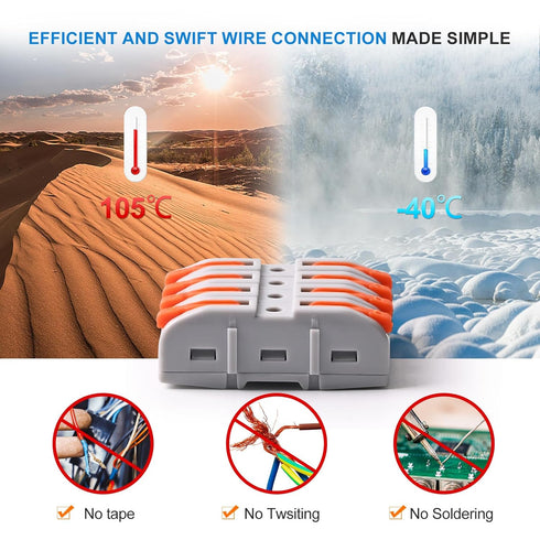 Lever Wire Connectors,KLMNDUO 60pcs 1 to 1 Inline Electrical Wire Connector kit for Quick Connect?1 Conductor Compact Wire Connectors Splicing Con...