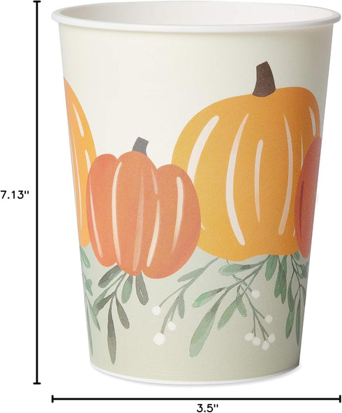 American Greetings 8-Count 16 oz Plastic Party Cups, Pumpkin Thanksgiving Party Supplies...