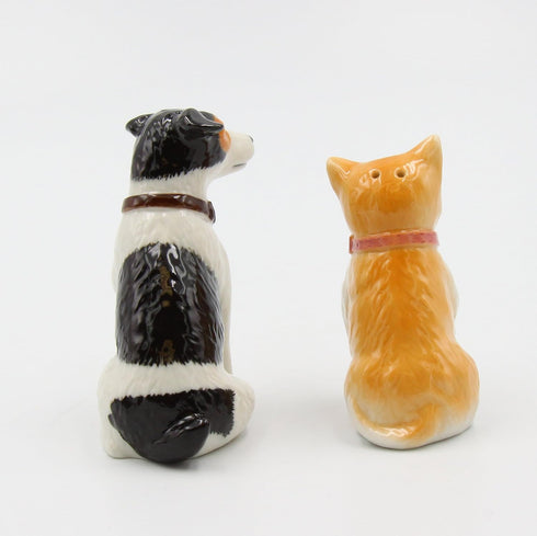 20781 Fine Porcelain Dog and Cat Salt and Pepper Shakers Set, 3-3/8" H...