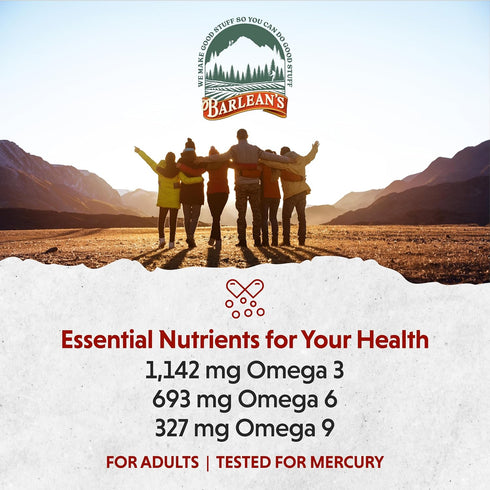 Barlean's Total Omega 3 6 9 Fish Oil Supplement Softgels Blended with Borage and Flaxseed Oil, 1,000 mg Omegas ALA, EPA, DHA and GLA for Joint Sup...