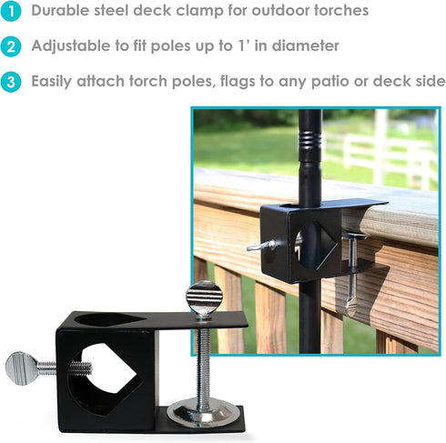 Sunnydaze Deck Clamp - Outdoor Torch Mount Holder - Single...