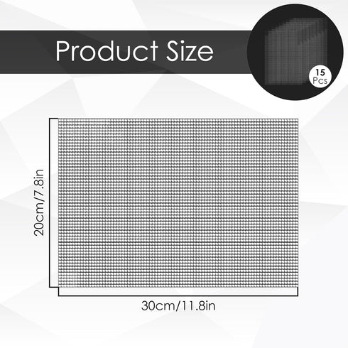 15 Pack Flower Pot Hole Mesh Pad, 11.8 * 7.8 Inch Bonsai Pot Mesh Plant Drainage Mesh Hole Screens Gasket Keep Soil from Flowing Away (Black)...