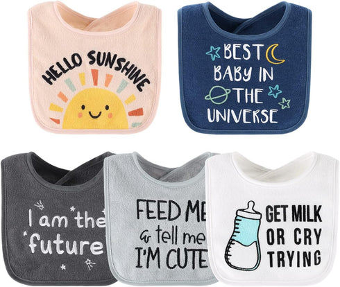 The Peanutshell Terry Baby Bib Set for Boys or Girls | Unisex 10 Pack Feeding, Teething, Drooling Hello Sunshine...
