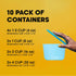 Premium Attached Food Storage Containers, Permanently Attached Plastic Lid, Never Lose & Space Saving Organization (10 Pack)...
