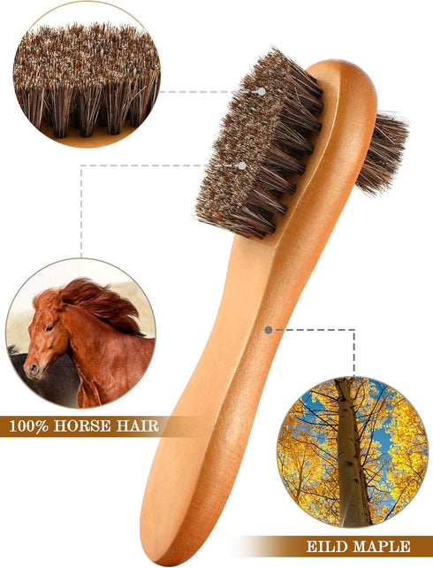 4 Pieces Horsehair Shine Shoes Brush kit Polish Dauber Applicators (D)...