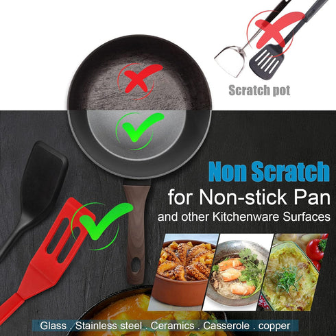 Patelai Mini Silicone Brownie Serving Spatula Flexible Nonstick Serve Turner Heat Resistant Cookie Slotted Spatula for Eggs in Small Frying Pan Co...