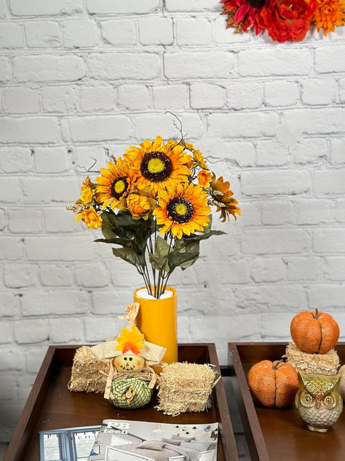 Admired By Nature Artificial Sunflower Bouquet Bush - 11 Stems Gold Sunflowers - for Weddings, Home Decor, Events, Parties, Funerals, Thanksgiving...