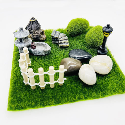Cayway 26 PCS Outdoor Fairy Garden Miniatures Mini Zen Garden Accessories, Artificial Garden Grass, Model Trees, Terrarium Ornaments, Dollhouse Su...