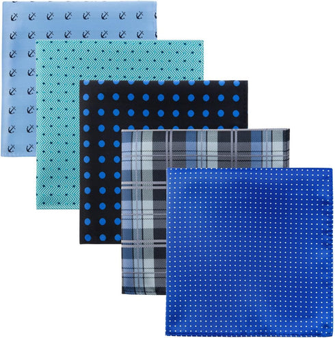 Retreez 5 Piece Assorted Woven Microfiber Premium Pocket Square Gift Box Set - Set 013...