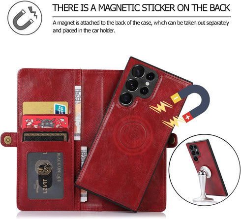 Asuwish Phone Case for Samsung Galaxy S23 Ultra 5G Wallet Detachable Cover with Leather Flip Credit Card Holder Magnetic Back Lanyard Cell Accesso...