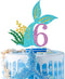 Mermaid Six Cake Topper, Happy 6th Birthday Cake Decor, I'm Six Sign, Little Mermaid Birthday Party Decoration Supplies, Daughter of the Sea, Unde...