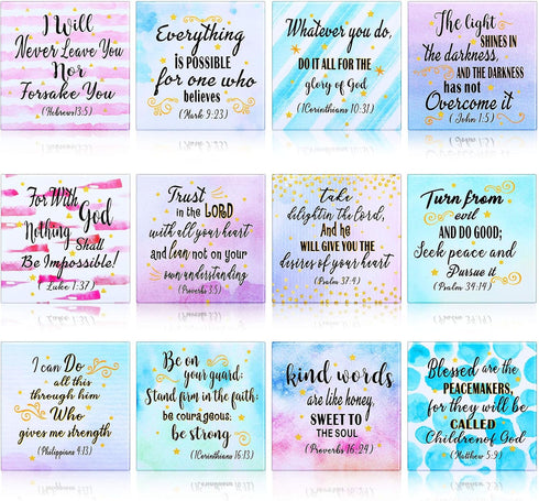 Weewooday 12 Pcs Inspirational Christian Magnets with Bible Verses Refrigerator Motivational Christian Magnets Locker Religious Faithful for Fridg...