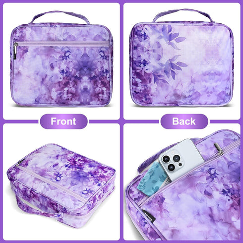Waterproof Thick Bible Cover Case for Women, Large 11x9x3inch Purple Floral Bible Cover with Strap Pockets Zipper for Girls, XL Study Bible Carryi...