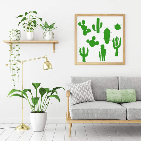 Zonon 12 Pcs Cactus Stencil for Crafts Reusable 8 Inch Summer Cacti Stencil Painting on Wood, Tropical Succulent DIY Art Template for Canvas Noteb...