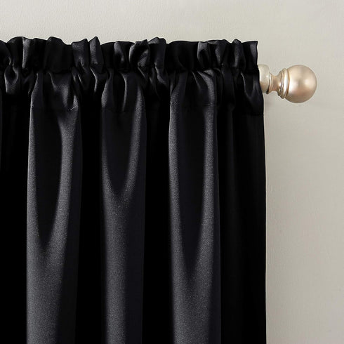 Sun Zero Oslo Theater Grade Extreme Total Blackout Rod Pocket Curtain Panel, 52" x 84", Black...