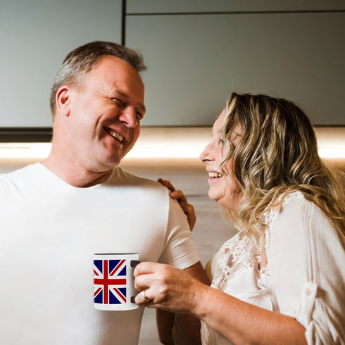 3dRose (mug_159852_4) British Flag - red white blue Union Jack Great Britain United Kingdom UK England English souvenir GB - Two Tone Black Mug, 1...