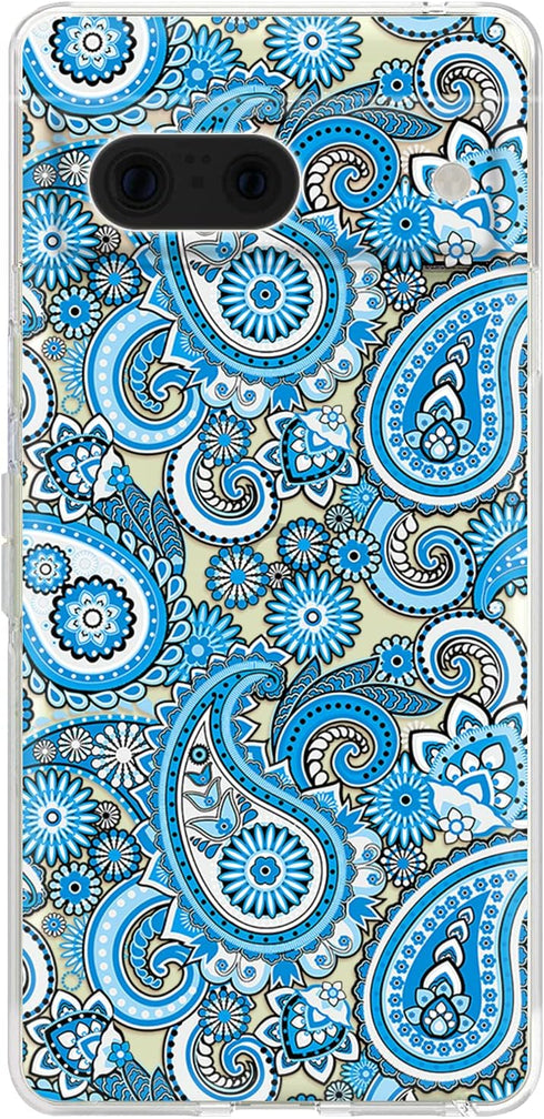 for Google Pixel 7 Case, Fun Paisley Pattern Ethnic Art Style Cool Floral Bandana Design Transparent Soft TPU Protective Clear Case Compatible for...