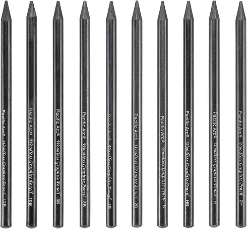 Pacific Arc Woodless Graphite Pencil 6 Pack Set, 12B, 10b, 8B, 6B, 4B, & 2B, for Sketching, Drawing, Coloring and Art...