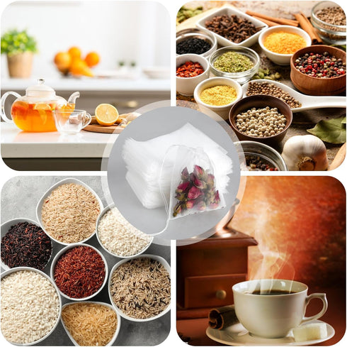 100 Pcs Loose Tea Bags Tea Filter Bags Disposable Tea Bags for Loose Leaf Tea Mesh Small Drawstring Empty Tea Bags for Coffee, Herbs, Spice Sachet...