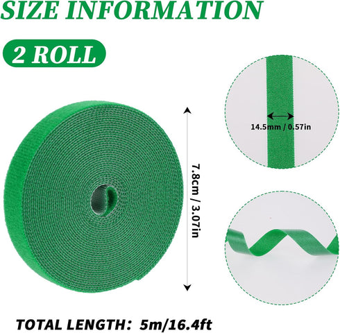 2 Rolls Plant Ties, 0.57inch x 32.8 ft Plant Ties, Reusable Adjustable Nylon Plant Tape Strap, Garden Wire Ties for Outdoor Indoor Climbing Plants...
