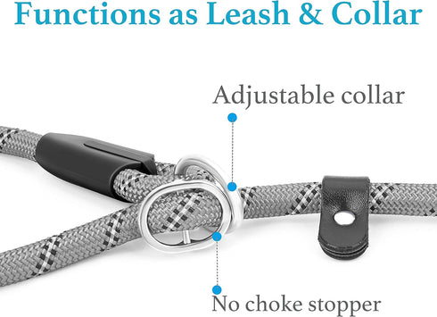 iYoShop 6 FT Durable Slip Lead Dog Leash with Padded Handle and Highly Reflective Threads, Dog Training Leash, (Medium/Large, 35~120 lbs., Grey)...
