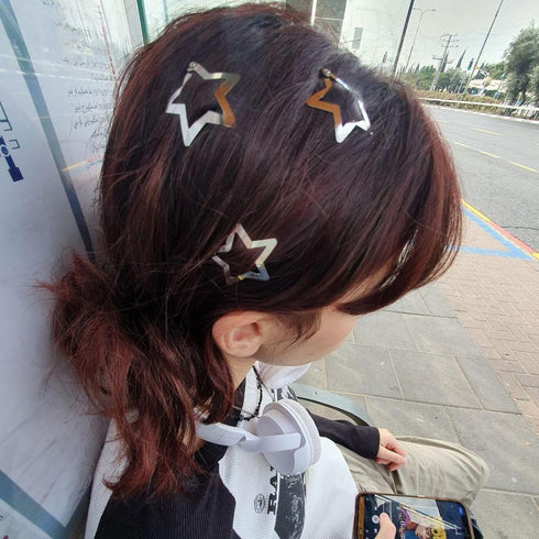 30 PCS 1.22" Star Hair Clips Snap Hair Barrettes Non Slip Star Hair Accessories for Girls Women 2000s Y2K Silver Metal Hair Clips...