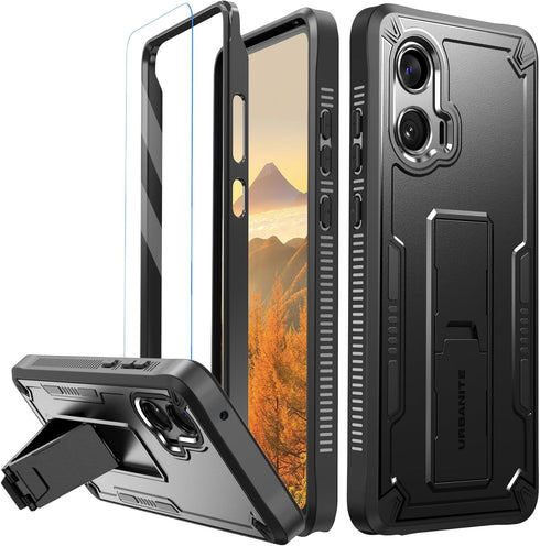 URBANITE for Moto G Stylus 5G (2024) Case, Military Grade Rugged Shockproof Protective Cover with Screen Protector and Kickstand (Black)...