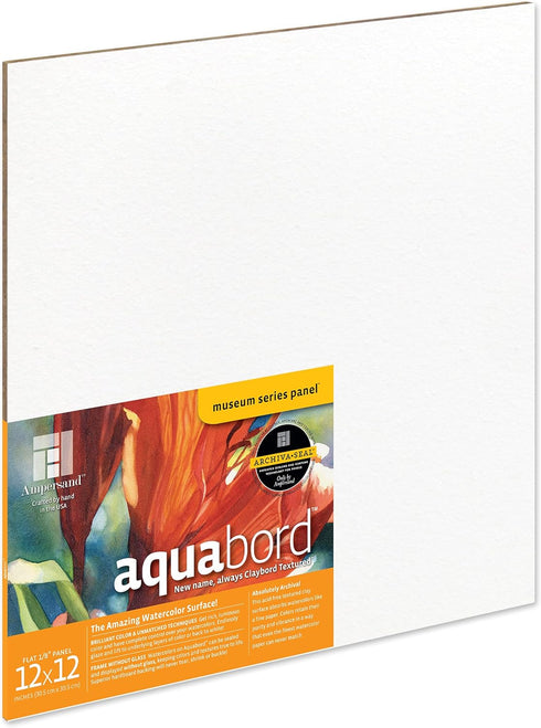 Ampersand Art Supply Watercolor Painting Panel: Museum Series Aquabord, 1/8 Inch Flat Profile, 12" x 12"...