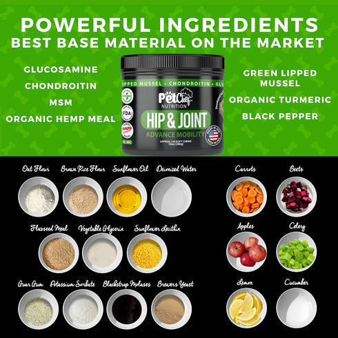 Pet Chef Advanced Dog Hip & Joint Supplement Treat - Glucosamine, Chondroitin & Turmeric MSM Breeds-Reduce Pain, Inflammation & Arthritis. Super D...