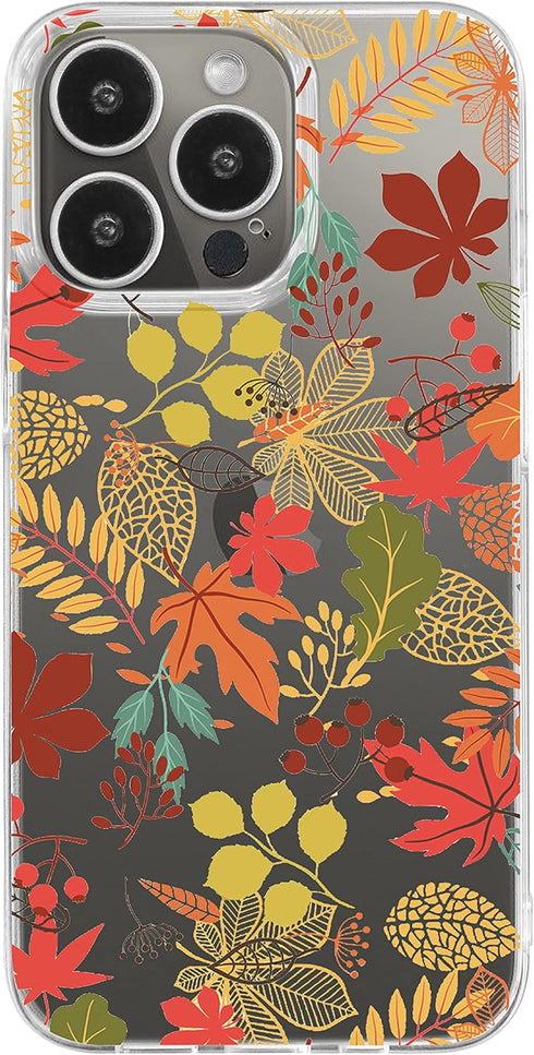 Blingy's for iPhone 13 Pro Case (6.1 inch), Women Girls Colorful Autumn Leaves Pattern Fun Fall Style Transparent Soft TPU Protective Clear Case C...
