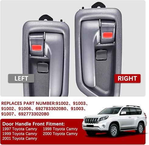 FAERSI 2Pcs Inside Interior Door Handle Front Rear Driver & Passenger Side Replacement for 1997 1998 1999 2000 2001 Toyota Camry, Gray.OE:69206-AA...