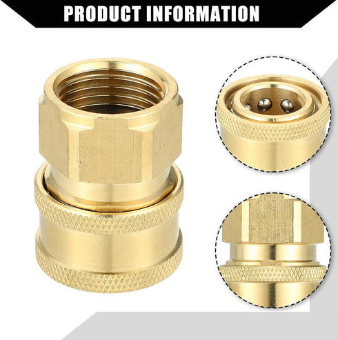 Pressure Washer Coupler/Outer Washer Gun Adapter Universal for Car/Durable Brass 1/2" 19mm ID / 1 Pcs Copper Tone...