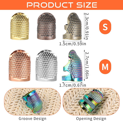 Tyqour 6Pcs Sewing Thimble, Metal Adjustable Thimbles for Hand Sewing, Thimbles for Hand Quilting, Sewing Thimble Finger Protector, DIY Sewing Too...