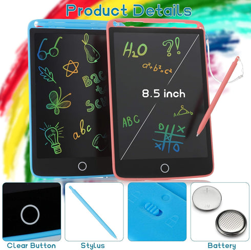 2 Pack LCD Writing Tablet for Kids - Colorful Screen Drawing Board 8.5inch Doodle Scribbler Pad Learning Educational Toy - Gift for 3-6 Years Old ...