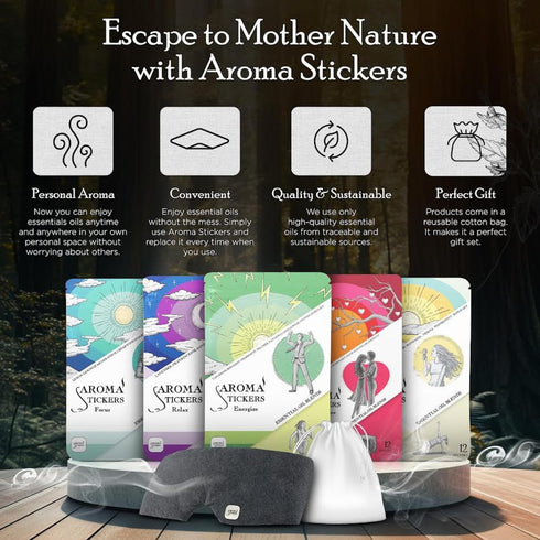 AROMA STICKERS® Original Blend Relax - 100% Natural Essential Oil Scented Mask Sticker Diffuser for Personal Space - Pillows & Eye Mask - Aromathe...