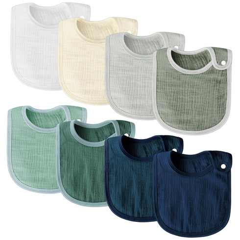 8PCS Muslin Baby Drooling Bibs, Baby Bibs for Infants Girls & Boys, Baby Bandana Drool Bibs Cotton, Waterproof Cotton Baby Bibs, 6 Absorbent Layer...