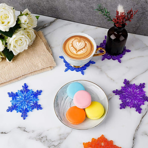 NiArt Epoxy Resin Silicone Plaster Snowflake Coaster Molds 4PCS 4.17" DIY Craft Mold with Edges, Casting Art Handcraft Home Restaurant Holiday Orn...