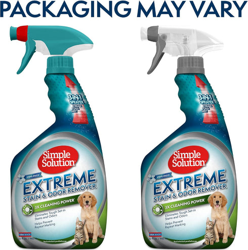 Simple Solution Extreme Pet Stain and Odor Remover | Enzymatic Cleaner with 3X Pro-Bacteria Cleaning Power | Spring Breeze, 32 Ounces...