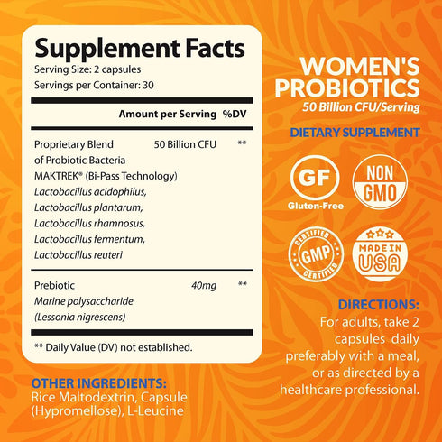 NutriZing Womens Probiotic for Gut Health - 50 billion CFU - Prebiotics and Probiotics for Women Digestive Health & pH Balance - Lactobacillus Reu...