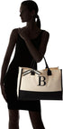 Mud Pie Classic Black and White Initial Canvas Tote Bags (B), 100% Cotton, 17" x 19" x 2"...