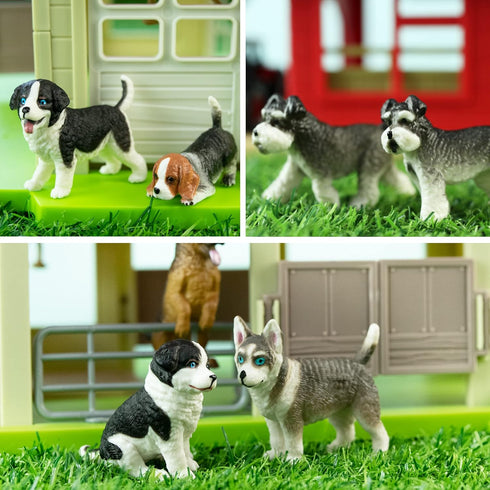 12PCS Dog Figurines Playset, Realistic Detailed Plastic Puppy Figures, Hand Painted Mini Dog Figures Toy Set Cake Toppers Birthday Easter Eggs Gif...