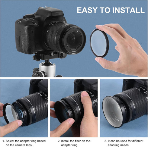 PATIKIL 9pcs Step Up Ring, 9pcs Step Down Ring, Camera Lens Filter Adapter Ring Aluminum Filter Ring Adapter Set for Camera Lens Hood, 72-77MM, 77...