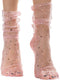 Pink Lace Bloom: Women Sheer Slouch Tulle Socks | Shiny Glitter Novelty Decorated Loose Socks with Stars & Moon - Ankle High 1 Pair (US sizes 5-8)...