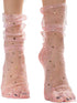 Pink Lace Bloom: Women Sheer Slouch Tulle Socks | Shiny Glitter Novelty Decorated Loose Socks with Stars & Moon - Ankle High 1 Pair (US sizes 5-8)...