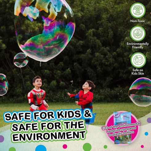 WOWMAZING Giant Bubble Kit: Space - Incl. Wand, 2 Big Bubble Concentrate Pouches and 8 Glow-in-The-Dark Stickers | Outdoor Toy for Kids, Girls | B...