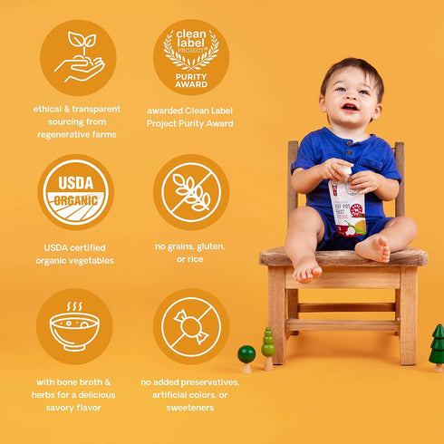 Serenity Kids Bone Broth Puree Made With Organic Veggies | Clean Label Project Purity Award Certified | 3.5 Ounce BPA-Free Pouch | Grass Fed Beef ...