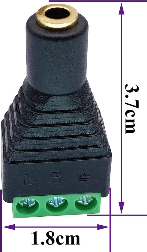 3 Pole 3.5mm Screw Terminal 3.5mm (1/8) Stereo Audio Female to 3 Pin Female Screw Terminal Double Track Headphone Balun Solderless Converter Adapt...