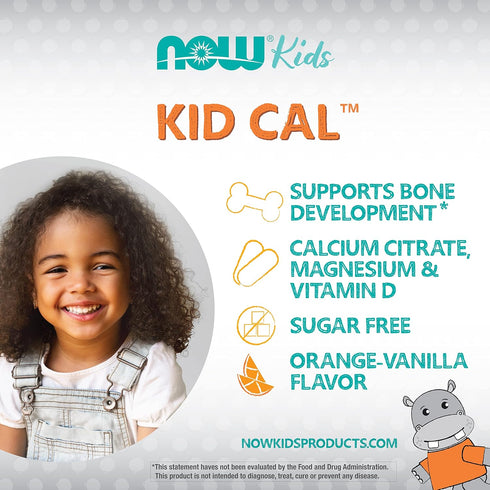 NOW Supplements, Kid Cal with Calcium Citrate, Magnesium and Vitamin D, Tart Orange, 100 Chewables, packaging may vary...