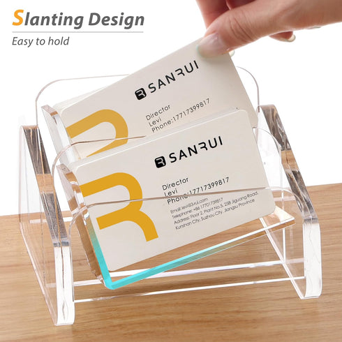 SANRUI Acrylic Business Card Holder for Desk, Desktop Clear Business Card Display Stand , Business Name Card Organizer for Women and Men (Horizont...